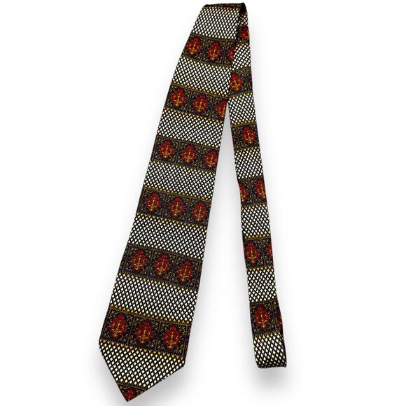 Tutto Matto Mens Silk Dress‎ Tie Made in Italy Red Geometric Pattern 58 3.75 - Picture 2 of 10